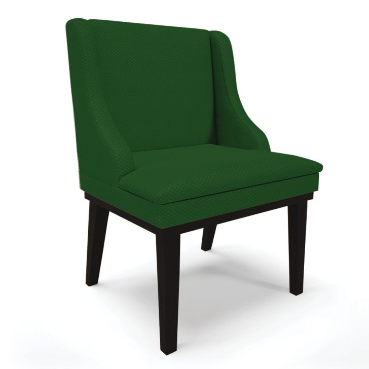 Cadeira de Jantar Liz Veludo Luxo Verde A136 Base Fixa Madeira Preto - D'Rossi
