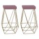 Kit 2 Banqueta Decorativa Kathy Base Gold Veludo Rosê G41 - Gran Belo
