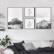 Quadros Decorativos Montanhas e Plantas 122 x 61 2-60x43 + 2-29x29 Filete Preto