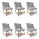Kit 6 Cadeiras Estofadas para Sala de Jantar Pés Palito Lia Suede Cinza - Ibiza