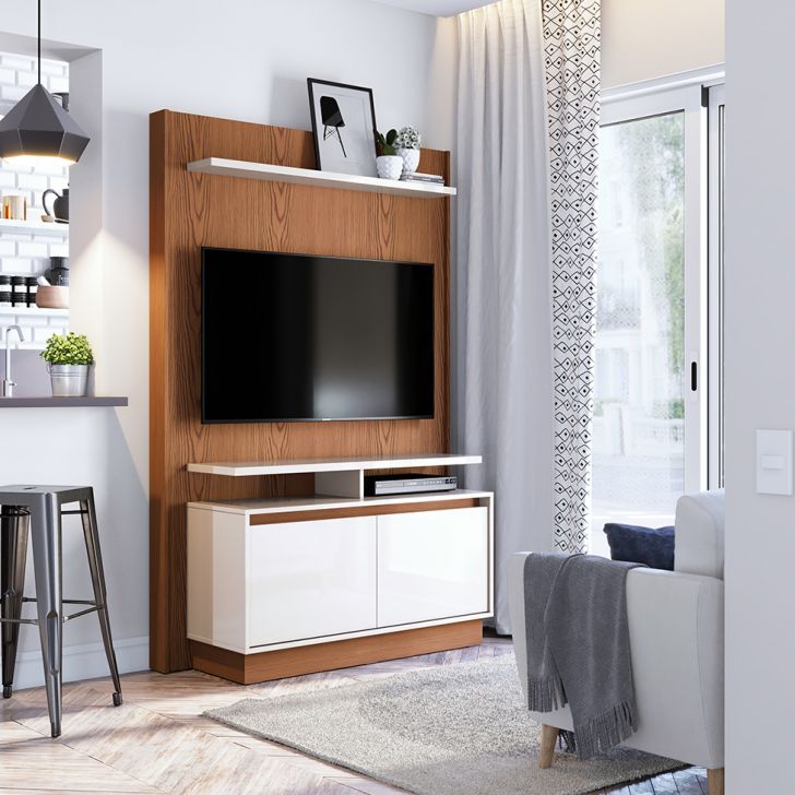 Painel para TV 40 Polegadas Fit Freijó com Off White 122 cm