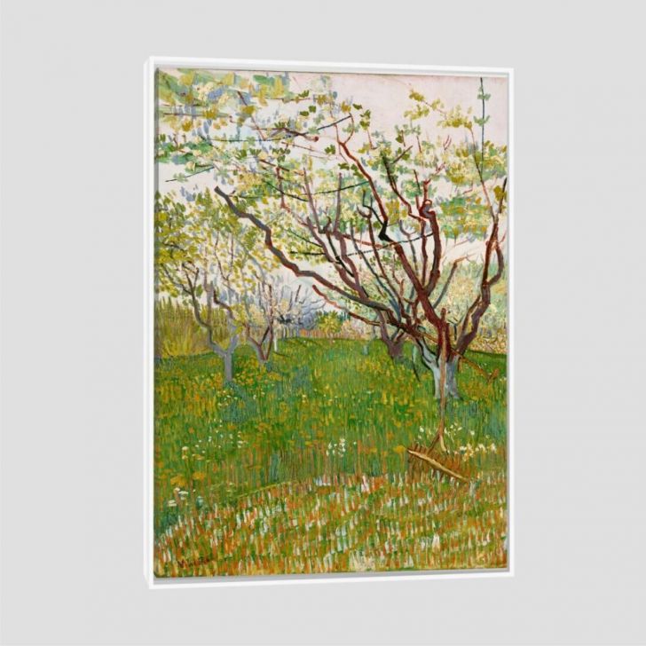 Quadro Van Gogh The Flowering Orchard Tela Moldura Branca 95X63Cm