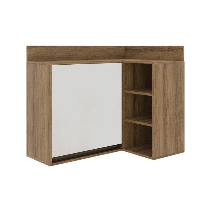 Armário Aéreo de Canto Confort 1 Porta Cinamomo e Off White