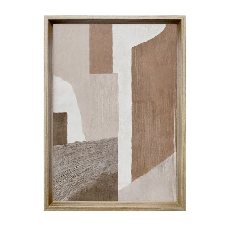 Quadro Abstrato Formatos Terrosos II com Vidro Colorido 50x70 cm