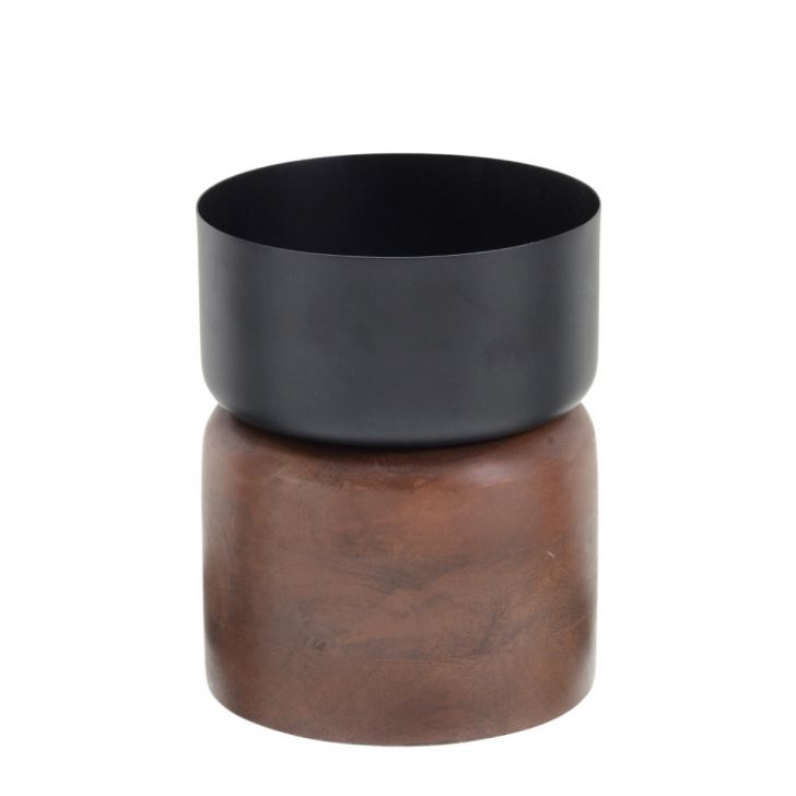 Candelabro Decorativo Espressione Wood Marrom e Preto 19 cm