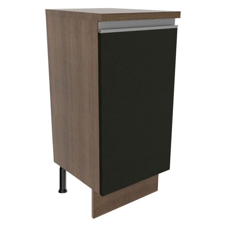 Balcão Armário de Cozinha 35 cm 1 Porta Rustic/Preto Glamy Madesa