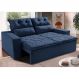 Sofá Retrátil e Reclinável 1,50m Cama inBox Smal com bordado pantográfico Suede Azul
