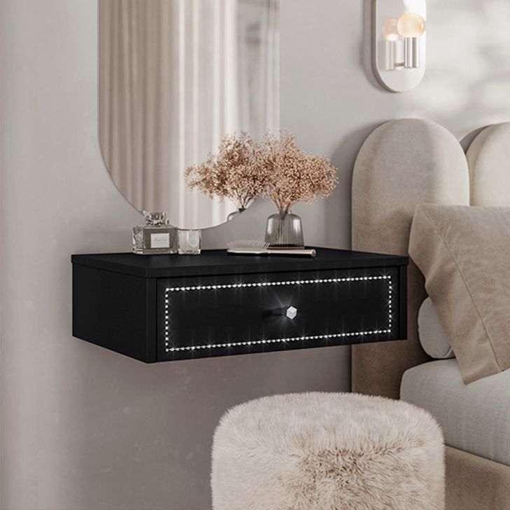 Penteadeira Suspensa Strass 1 Gaveta Preto 50 cm