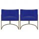 Kit 2 Poltronas Decorativas Reforçadas Para Sala Luna Escritório Consultório Recepção Corino Azul Royal Base de Ferro Champagne