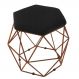 Puff Aramado Bronze Assento Hexagonal Napa Preto - DS Estofados