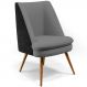 Poltrona Decorativa Pérsia Fixa Pés Palito D02 Veludo Cinza C-317 Corano Preto B-97 - Lyam Decor