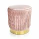 Puff Decorativo Redondo de Natal com Veludo Rosa Antigo com Detalhe Dourado na Base - D'Rossi