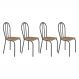 Kit 4 Cadeiras de Cozinha Texas Estampado Rattan Pés de Ferro Cromo Preto - Pallazio