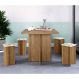 Conjunto de Mesa de Jantar com 4 Bancos | Banquetas Estofados Verona Napa Madeirado e Bege