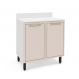 Balcão de Cozinha Amara com Tampo 2 Portas Creme e Branco