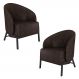 Kit 2 Poltronas Decorativa Sala de Estar kenya Pés em Ferro Pu Preto/Marrom G33 - Gran Belo