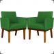 Kit 2 Poltronas Decorativas Divine Base Reforçada De Madeira Suede Verde - Clique E Decore