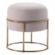 Puff Decorativo Redondo Squillo Pés em Aço Bege/Dourado G66 - Gran Belo