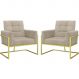 2 Poltronas com Base de Ferro Dourada Reforçada para Recepção MOBLAN decor