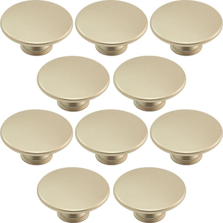 Kit 10 Puxadores 201 Tucson Ponto Dourado Para Móveis Armários e Gavetas