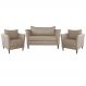 Conjunto Sofá 2 Lugares com 2 Poltronas Pés Palito Lubbock Couro Bege G58 - Gran Belo