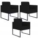 Kit 03 Poltronas Decorativas para Sala Recepção Base Fixa De Metal Helô L02 Suede Preto - Lyam Decor