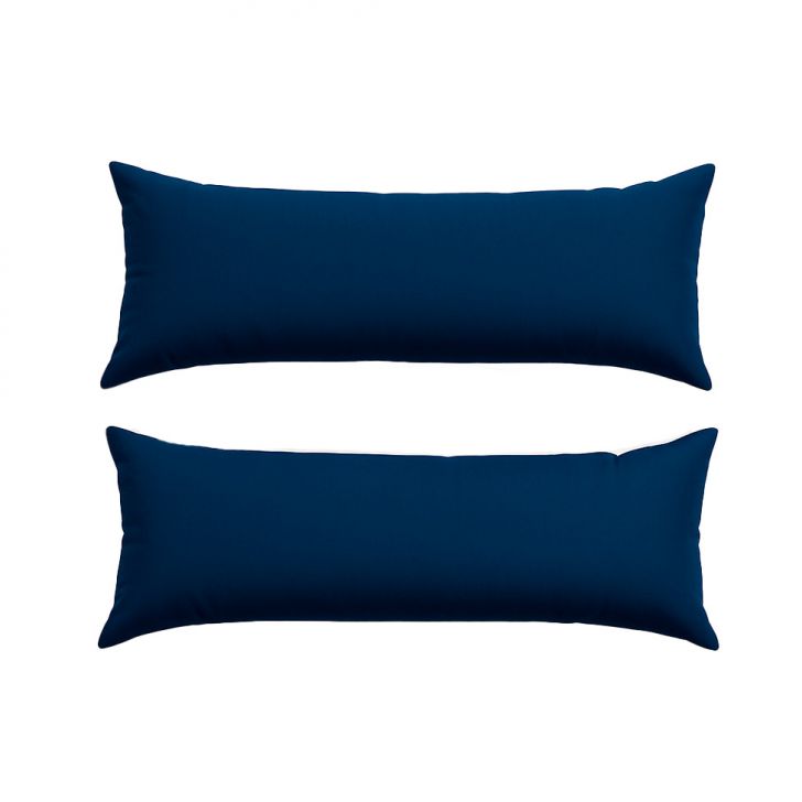 Conjunto Com 2 Capas De Almofada De Rim Candy 70x22 Suede Azul Marinho