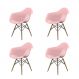 Conjunto com 4 Cadeiras Eames Arm DSW Rosa e Madeira