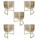 Kit 5 Poltronas Decorativa Luana Base Gold PU Bege - Montanaris Decor
