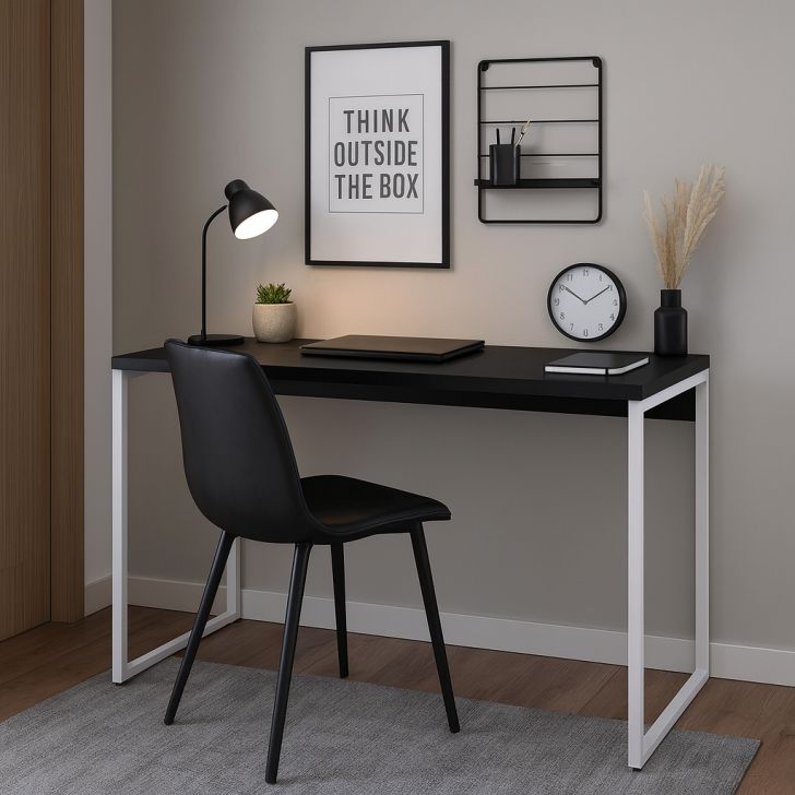 Escrivaninha Nanda Preta e Branca 120 cm