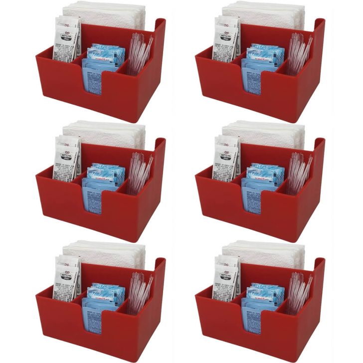 Kit 6 Porta Sachês Guardanapos Açúcar Organizadores Bancada Vermelho