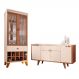 Conjunto Sala de Jantar Cristaleira Liz com Buffet Melanie Off White/Nature - Montanaris Decor