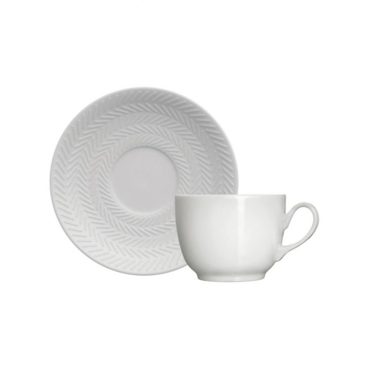 Xícara de Café com Pires Chevron Branca