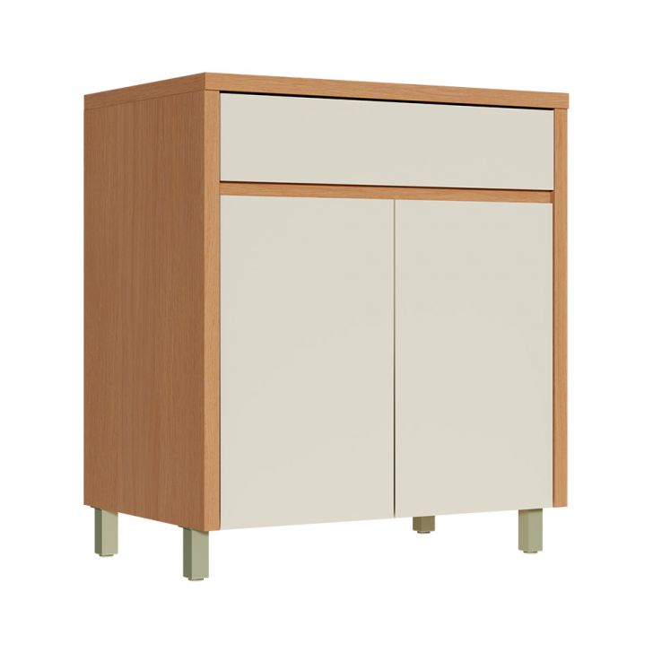 Balcão de Cozinha Condessa com Tampo 2 Portas 1 Gaveta Carvalho e Greige