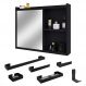 Espelheira Suspensa Armário Banheiro Prateleira Organizadora Kit Acessórios Lavabo 6 Peças Resistente Premium - Preto - RPM