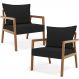 Kit 02 Poltronas Decorativa Para Sala de Estar Alícia L02 Suede Preto - Lyam Decor