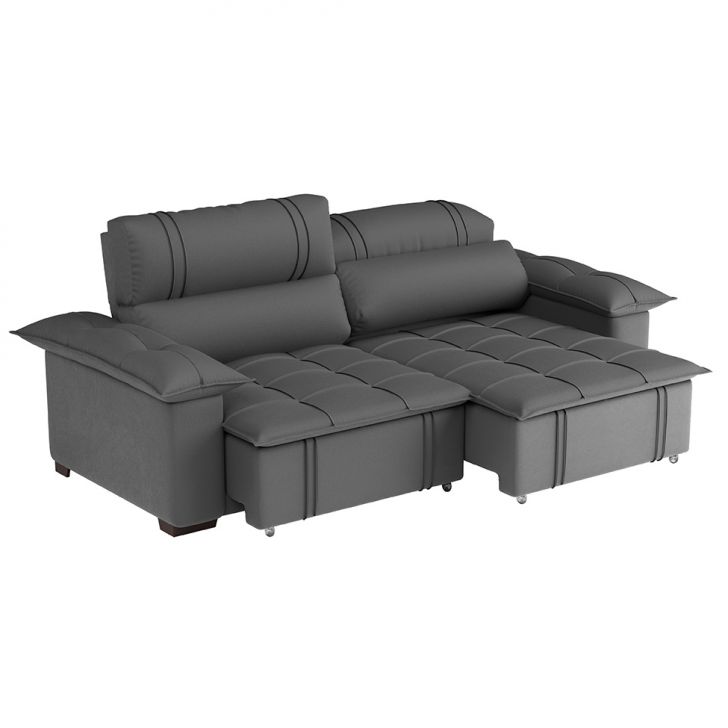 Image of Sofá 4 Lugares Retrátil E Reclinável Zurique Suede Cinza PLA-MO489UP18JOZMOB