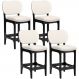 Kit 04 Banquetas Baixa Bar Cozinha E Sala De Jantar Fixa Betta L02 Preto Linho Cru - Lyam Decor