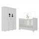 Berço Americano 3 em 1 com Rodízios e Guarda-Roupa 4 Portas 3 Gavetas Pimpolho Multimóveis MP4386 Branco