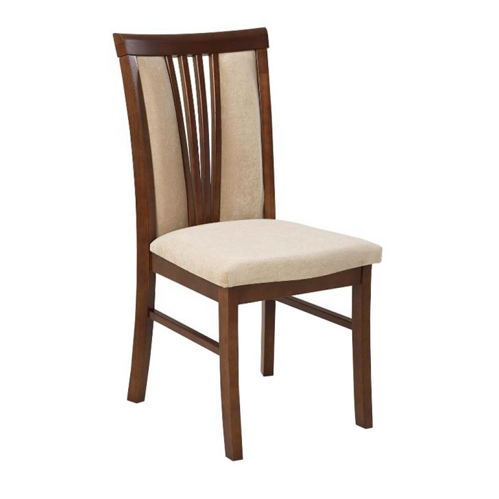 Cadeira de Jantar Estofada Tusla Imbuia Veludo Marfim