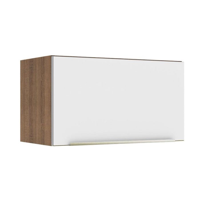 Armário Aéreo Madesa Lux 60 cm 1 Porta Basculante - Rustic/Branco Veludo