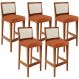 Kit 05 Banquetas Alta Para Cozinha Encosto em Tela Branco Zion L02 Tecido Terracota - Lyam Decor