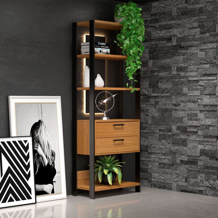 Estante Dijon 2 GV Freijó e Preta 74 cm