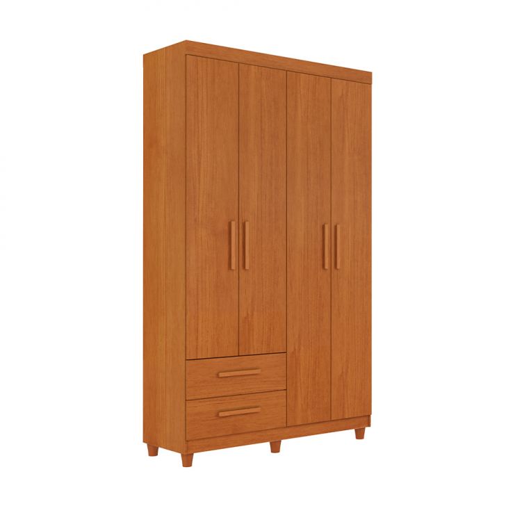 Guarda-roupa Solteiro Canadá Plus 4 Portas 2 Gavetas Cinamomo
