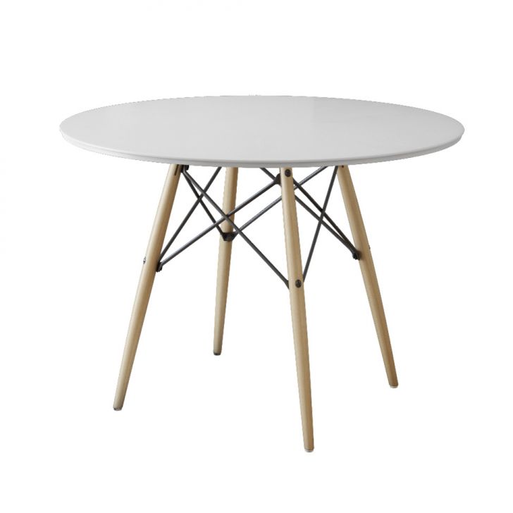 Mesa de Jantar Redonda Eiffel Wood Branco 90 cm