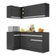 Armário de Cozinha Compacta de Canto com Rodapé Veneza Multimóveis V2092 Preto/Branco