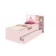 Base Cama Baú Solteiro Princesas Rosa Bicama Multiuso com Base Auxiliar e 03 Prateleiras - 88x188