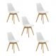 Kit 5 Cadeiras Estofadas Saarinen Wood Pés de Madeira Branco