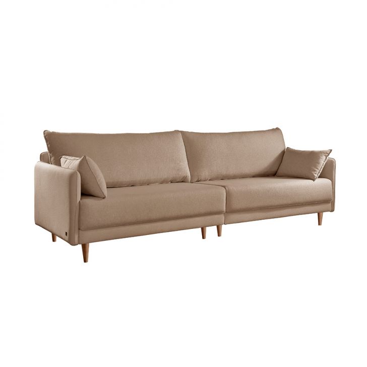 Sofá 3 Lugares Vittro Linho Bege 190 Cm