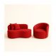 Conjunto 01 Poltrona + Sofá Curvo Orgânico Nature Gaia Suede Vermelho - Montanaris Decor